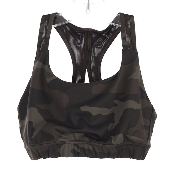 Athleta Other - Athleta Contender Printed Bra Black Olive Camo Size Small